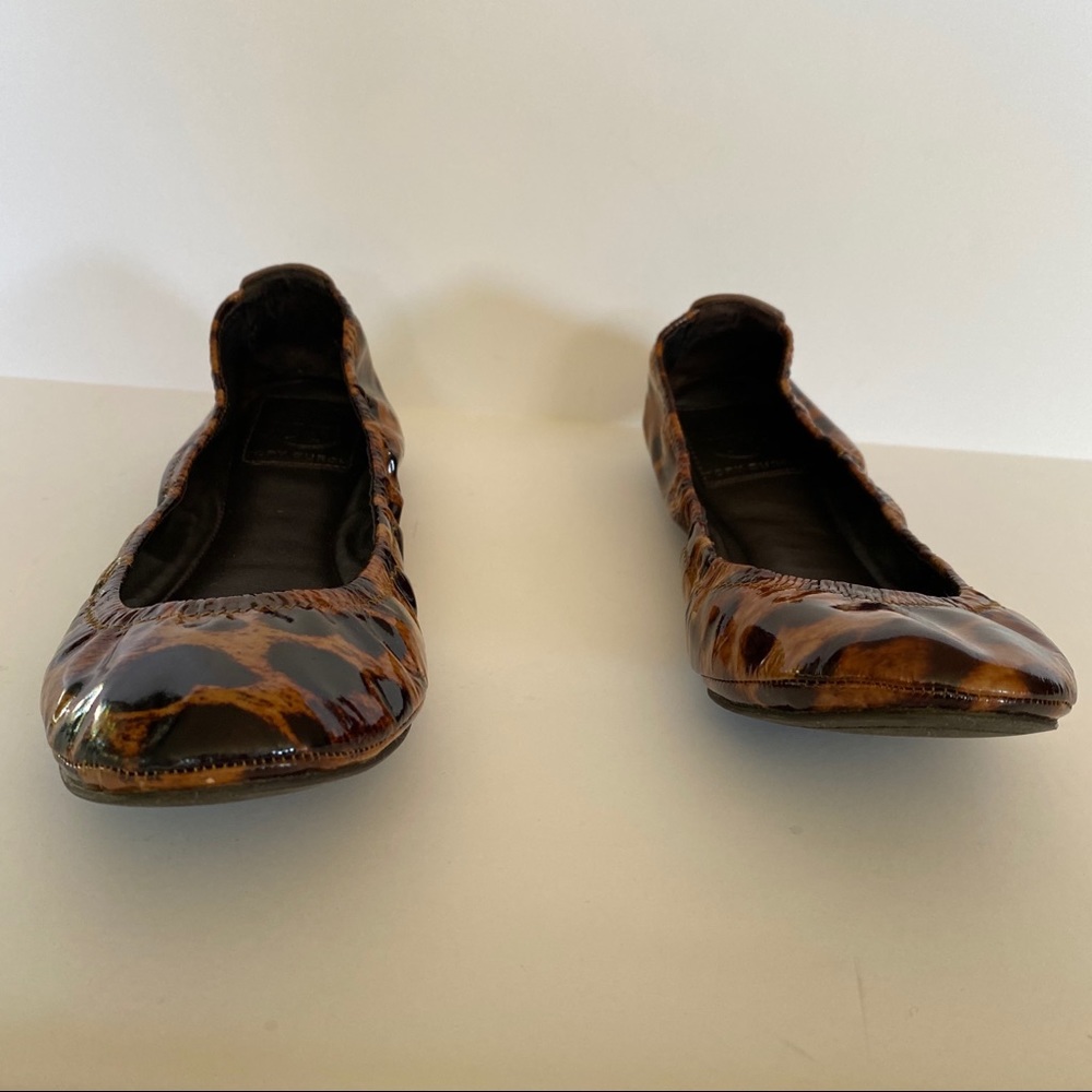 TORY BURCH Leopard Patent Flats Round Toe 6.5 - Picture 3 of 9